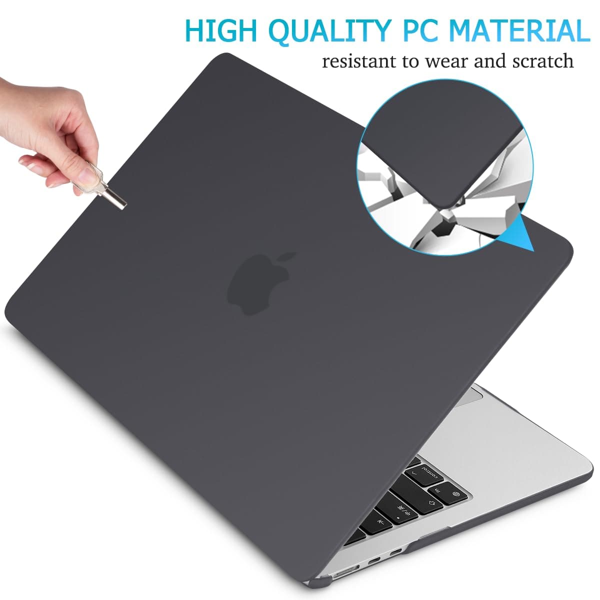 15 inch Air 2023 MacBook Air Matte Case A2941 M2 Chip Hard Shell Case Keyboard Cover Black-Electronics > Computer Accessories-PEROZ Accessories