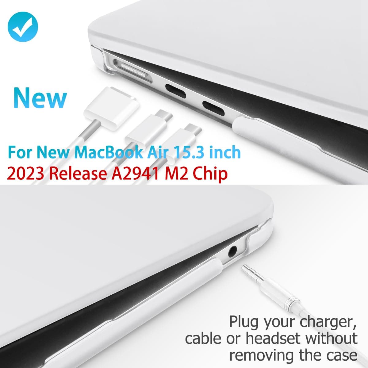 15 inch Air 2023 MacBook Air Matte Case A2941 M2 Chip Hard Shell Case Keyboard Cover White-Electronics > Computer Accessories-PEROZ Accessories