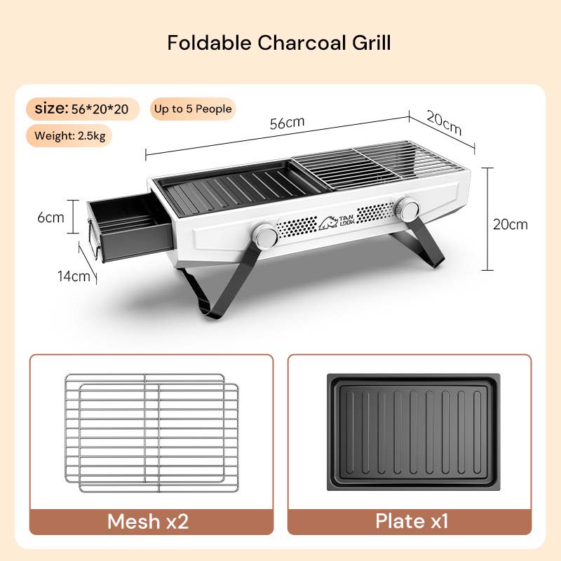 Foldable Portable Charcoal Frying Grill Grilling Outdoor Tabletop BBQ Grill For Camping Hiking Picnics-Appliances > Kitchen Appliances-PEROZ Accessories