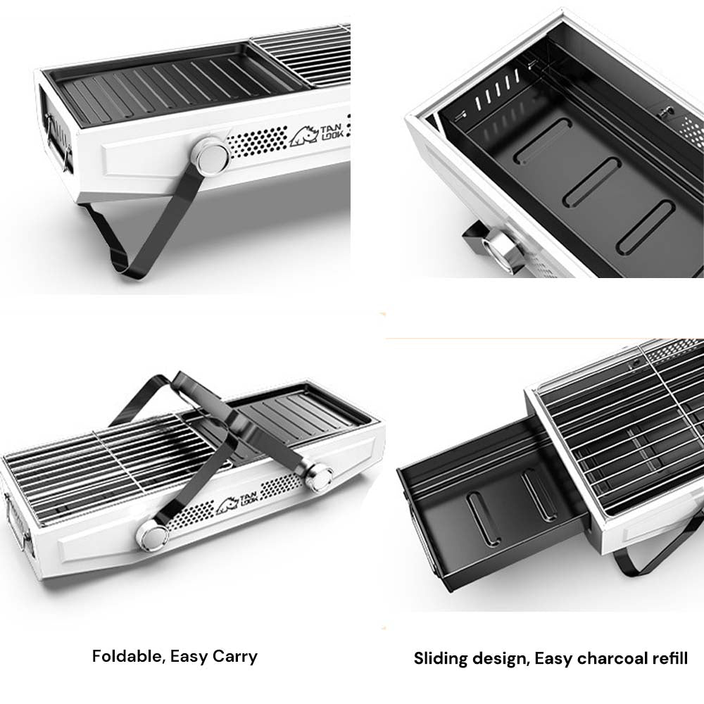 Foldable Portable Charcoal Frying Grill Grilling Outdoor Tabletop BBQ Grill For Camping Hiking Picnics-Appliances > Kitchen Appliances-PEROZ Accessories