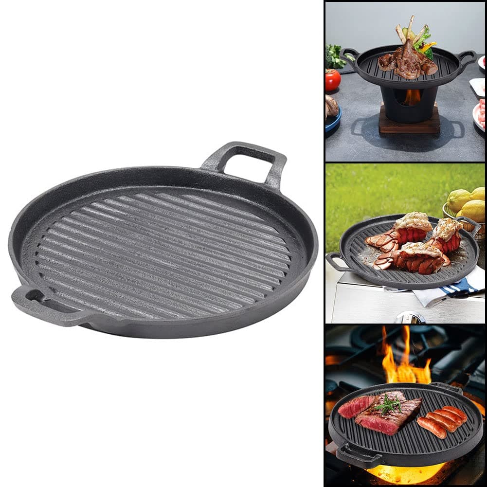 30cm Round Cast Iron Griddle Plate, BBQ Pan Cooking Griddle Grill for StoveF, Oven-Home & Garden > BBQ-PEROZ Accessories
