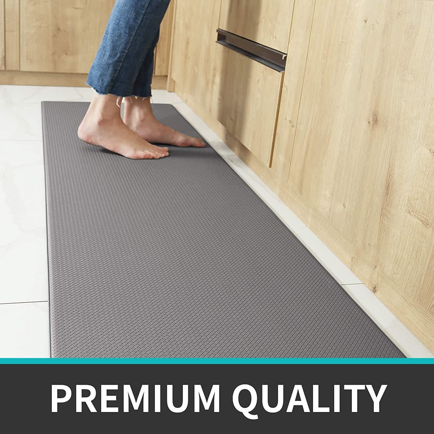 150cm Kitchen Anti-Skid Anti Fatigue Pu Leather Floor mat, Kitchen Rug-Home & Garden > Rugs-PEROZ Accessories