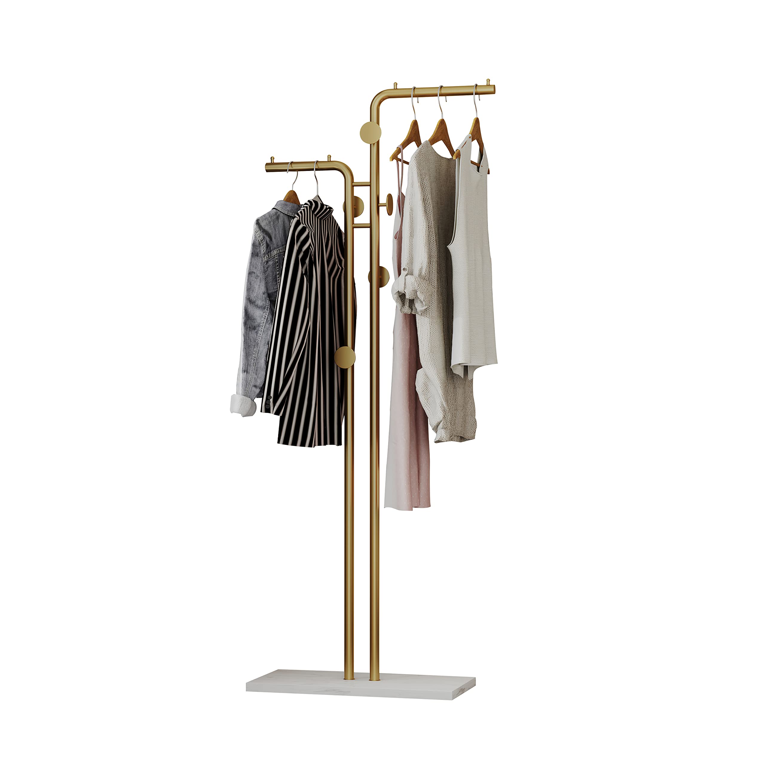 Metal Coat Rack Marble Base Hooks Clothes Coats Bag Tree Hat Display Hanger Stand Organiser 2 Pole-Furniture > Bedroom-PEROZ Accessories