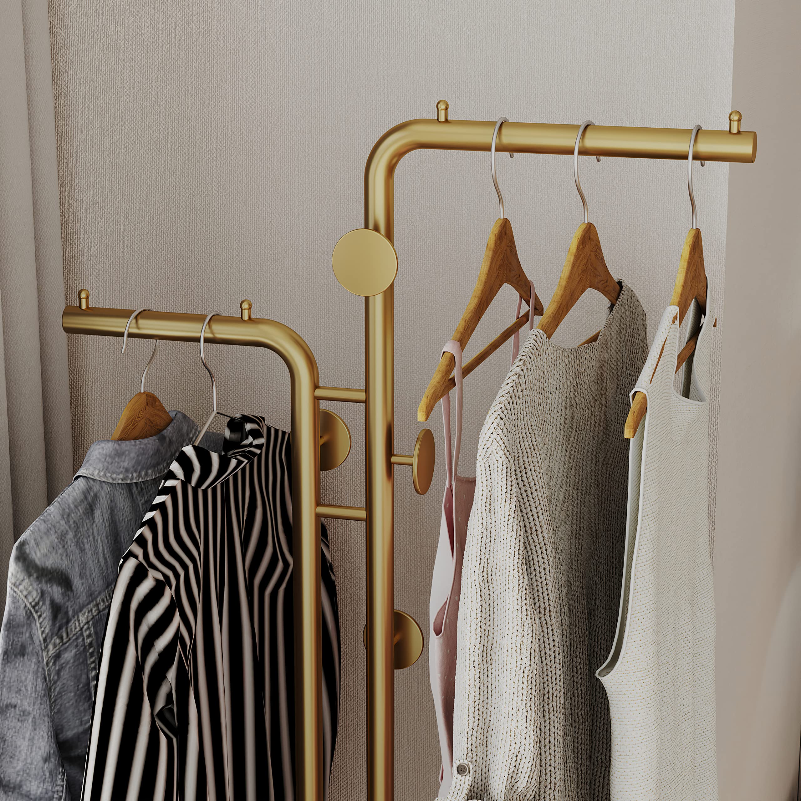Metal Coat Rack Marble Base Hooks Clothes Coats Bag Tree Hat Display Hanger Stand Organiser 2 Pole-Furniture > Bedroom-PEROZ Accessories