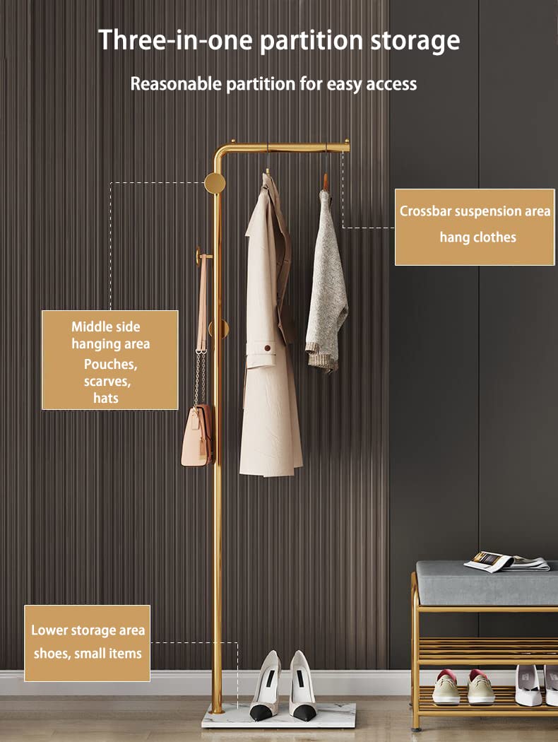 Metal Coat Rack Marble Base Hooks Clothes Coats Bag Tree Hat Display Hanger Stand Organiser-Furniture > Bedroom-PEROZ Accessories