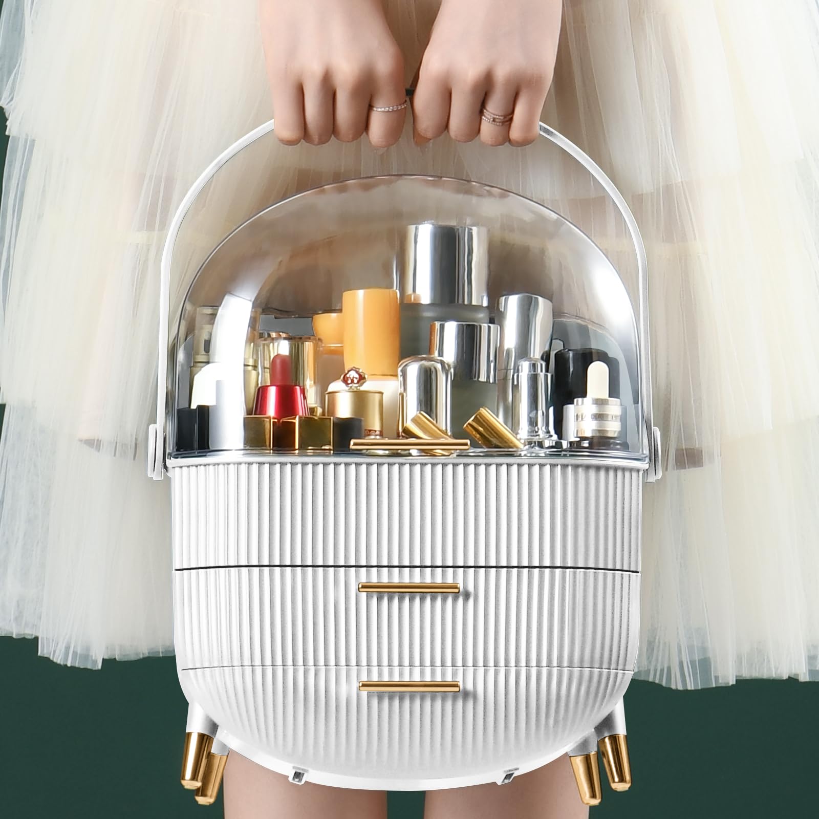 Make up Organizers Storage Vanity Cosmetics Skincare Display Cases Countertop Bathroom Gifts for Women-Health & Beauty > Cosmetic Storage-PEROZ Accessories