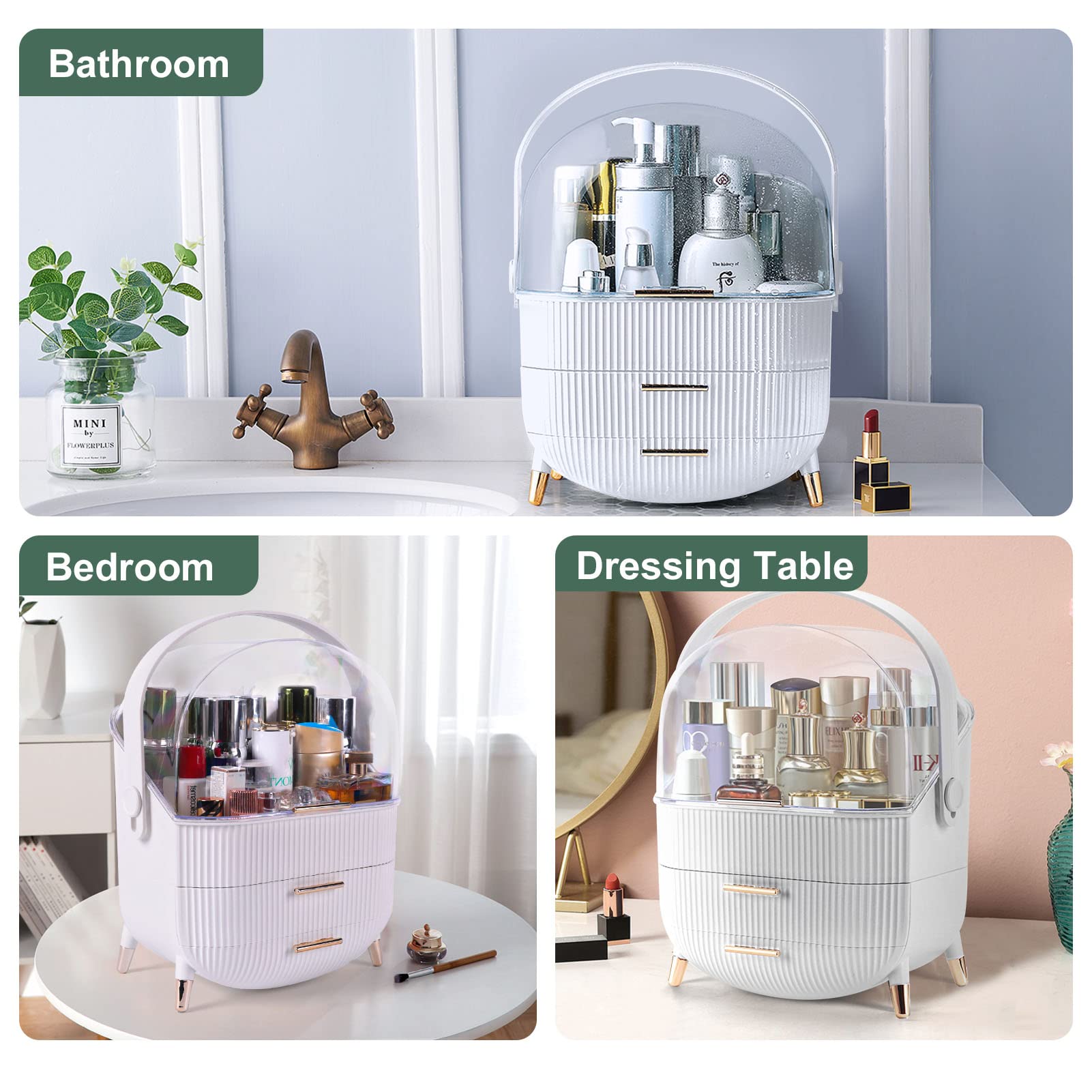 Make up Organizers Storage Vanity Cosmetics Skincare Display Cases Countertop Bathroom Gifts for Women-Health & Beauty > Cosmetic Storage-PEROZ Accessories
