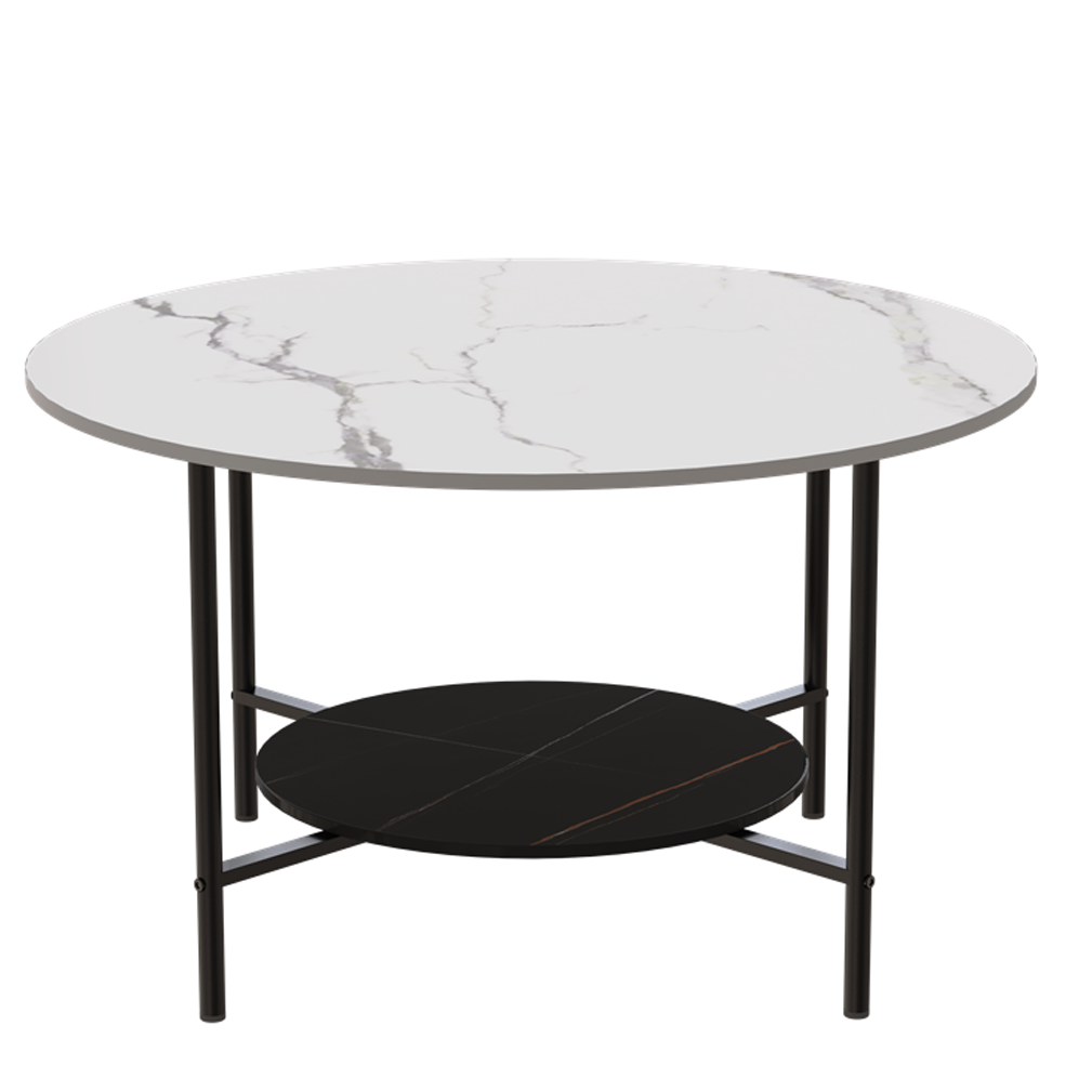 Interior Ave - Duke Round Two Tier Stone Coffee Table-Furniture > Living Room-PEROZ Accessories