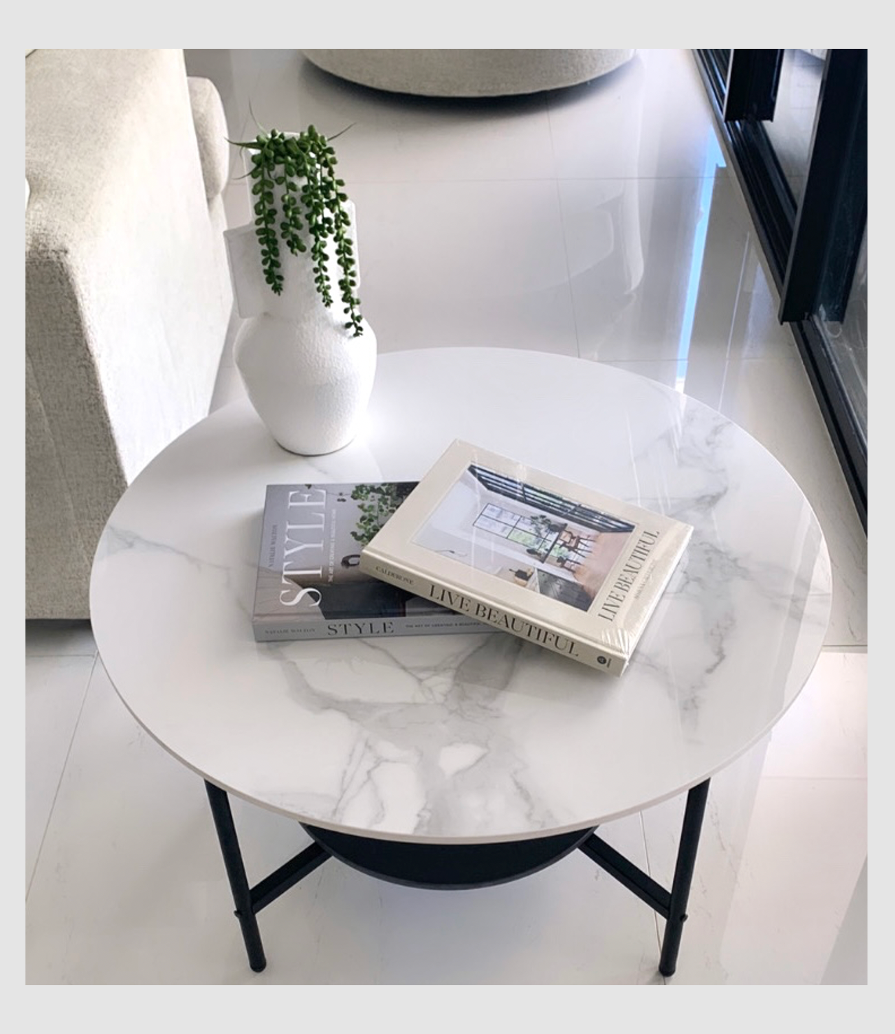 Interior Ave - Duke Round Two Tier Stone Coffee Table-Furniture > Living Room-PEROZ Accessories