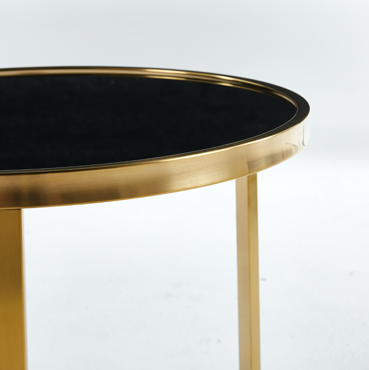 Interior Ave - Designer Giselle Black Glass & Brushed Gold Coffee Table Set-Furniture > Living Room-PEROZ Accessories