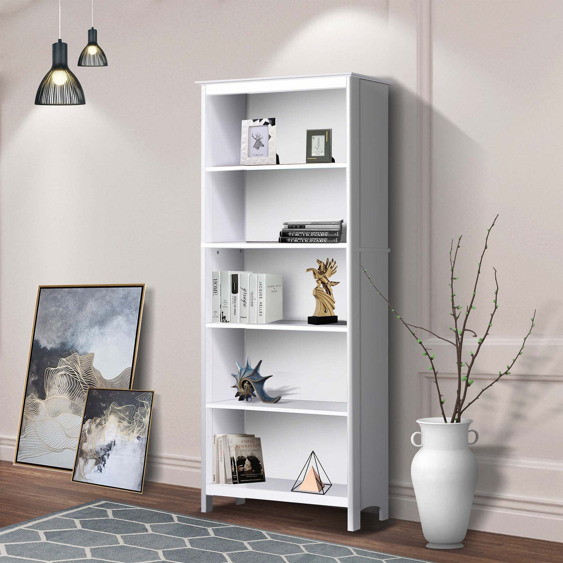 BEANCA 5 Shelf Bookcase-Bookcases &amp; Shelves-PEROZ Accessories
