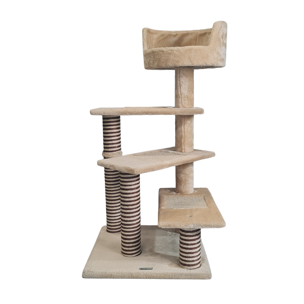 Petwiz 100cm Multi Level Cat Scratching Tree - Beige-Cat Trees-PEROZ Accessories