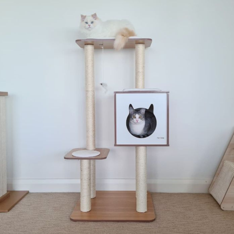 Petwiz 122cm Premium Wooden Laminate Sisal Post Cat Scratching Tree-Cat Trees-PEROZ Accessories