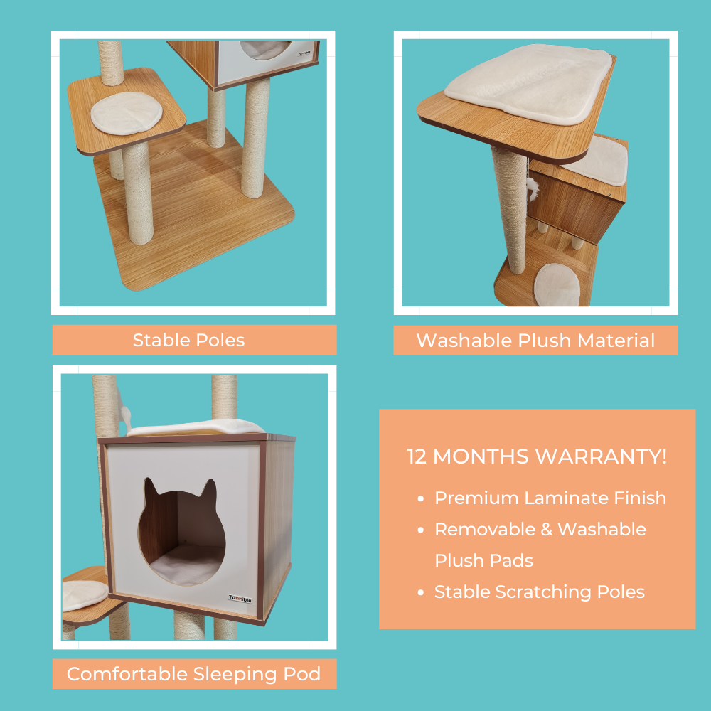 Petwiz 122cm Premium Wooden Laminate Sisal Post Cat Scratching Tree-Cat Trees-PEROZ Accessories