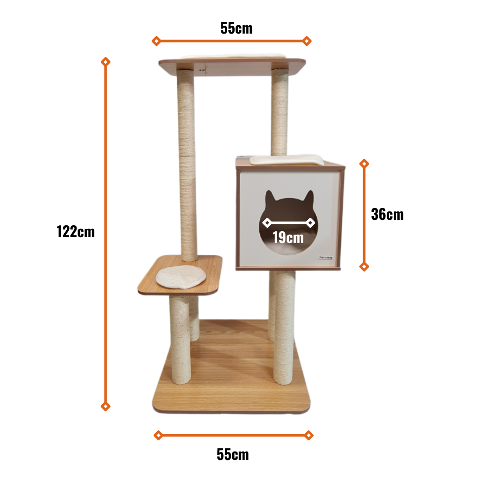 Petwiz 122cm Premium Wooden Laminate Sisal Post Cat Scratching Tree-Cat Trees-PEROZ Accessories