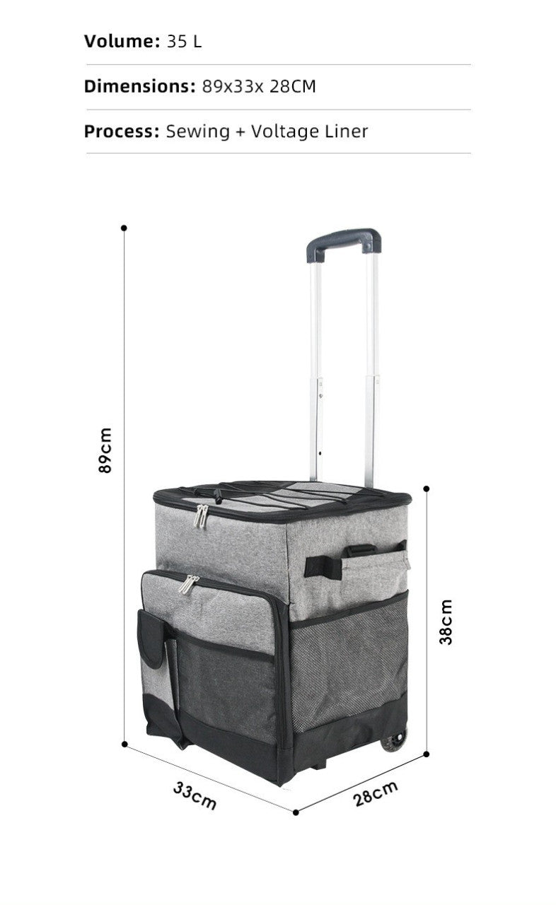 Cooler Picnic Bag Trolley Thermally Insulated - 36L - 60 cans - Grey - Drinks Food Cool Bag Rainproof-Outdoor > Picnic-PEROZ Accessories