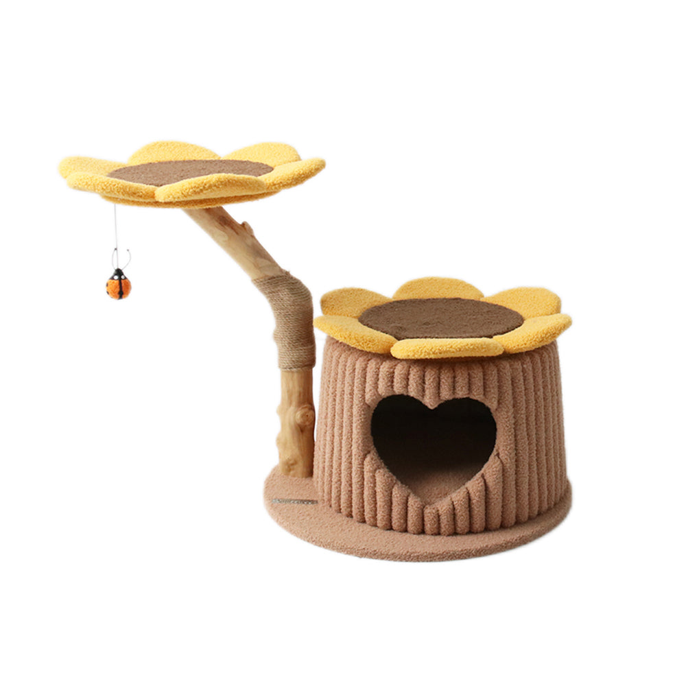 CMISSTREE Heart Shaped Cat House With Sunflower Cat Tree-Cat Trees-PEROZ Accessories
