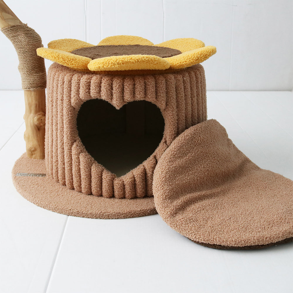 CMISSTREE Heart Shaped Cat House With Sunflower Cat Tree-Cat Trees-PEROZ Accessories