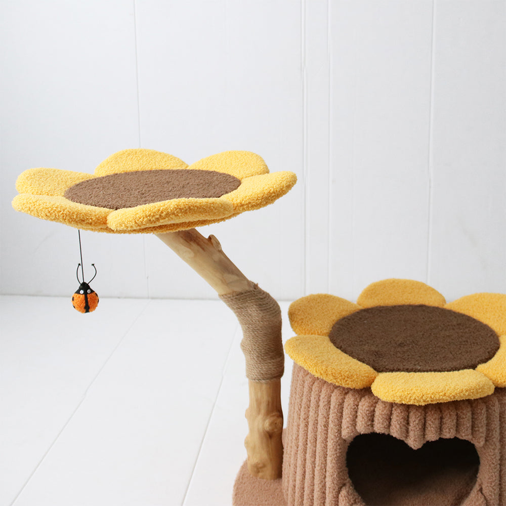 CMISSTREE Heart Shaped Cat House With Sunflower Cat Tree-Cat Trees-PEROZ Accessories
