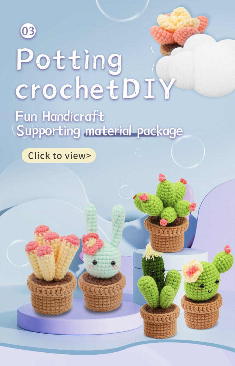 Beginners Crochet Kit, DIY 6PC Cactus Kit, Complete Knitting Kit with Video-Gift & Novelty > Games-PEROZ Accessories