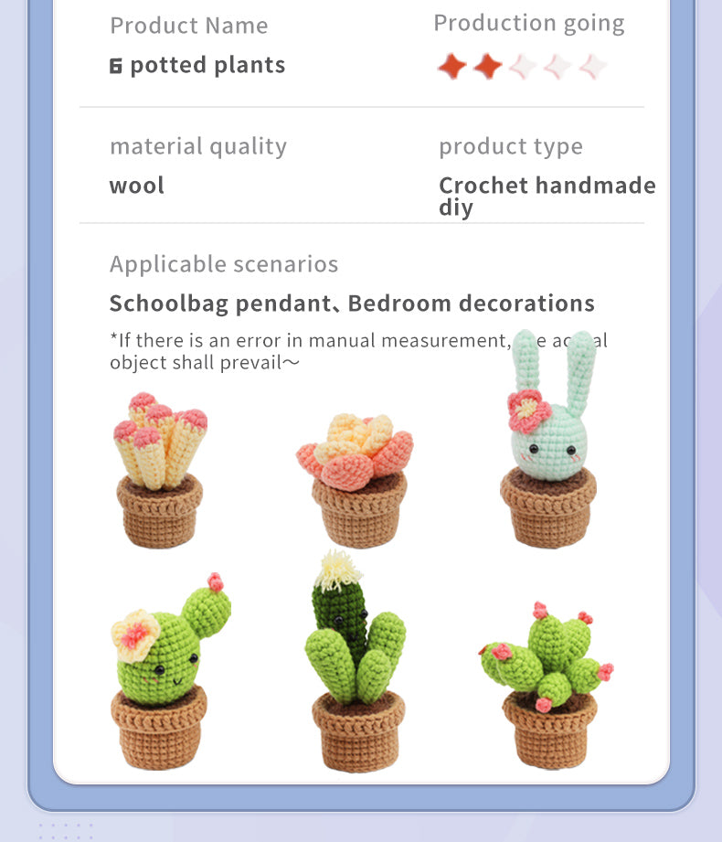 Beginners Crochet Kit, DIY 6PC Cactus Kit, Complete Knitting Kit with Video-Gift & Novelty > Games-PEROZ Accessories
