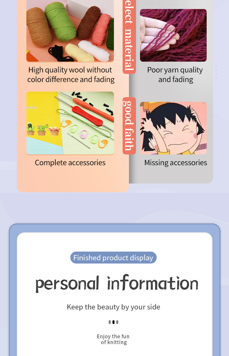 Beginners Crochet Kit, DIY 6PC Cactus Kit, Complete Knitting Kit with Video-Gift & Novelty > Games-PEROZ Accessories