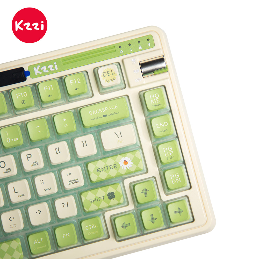 KZZI K75 PRO RGB 75% Wireless Gasket Mechanical Lemon Green Keyboard, Triple Mode, Eternity Tactile Switch-Electronics > Computer Accessories-PEROZ Accessories
