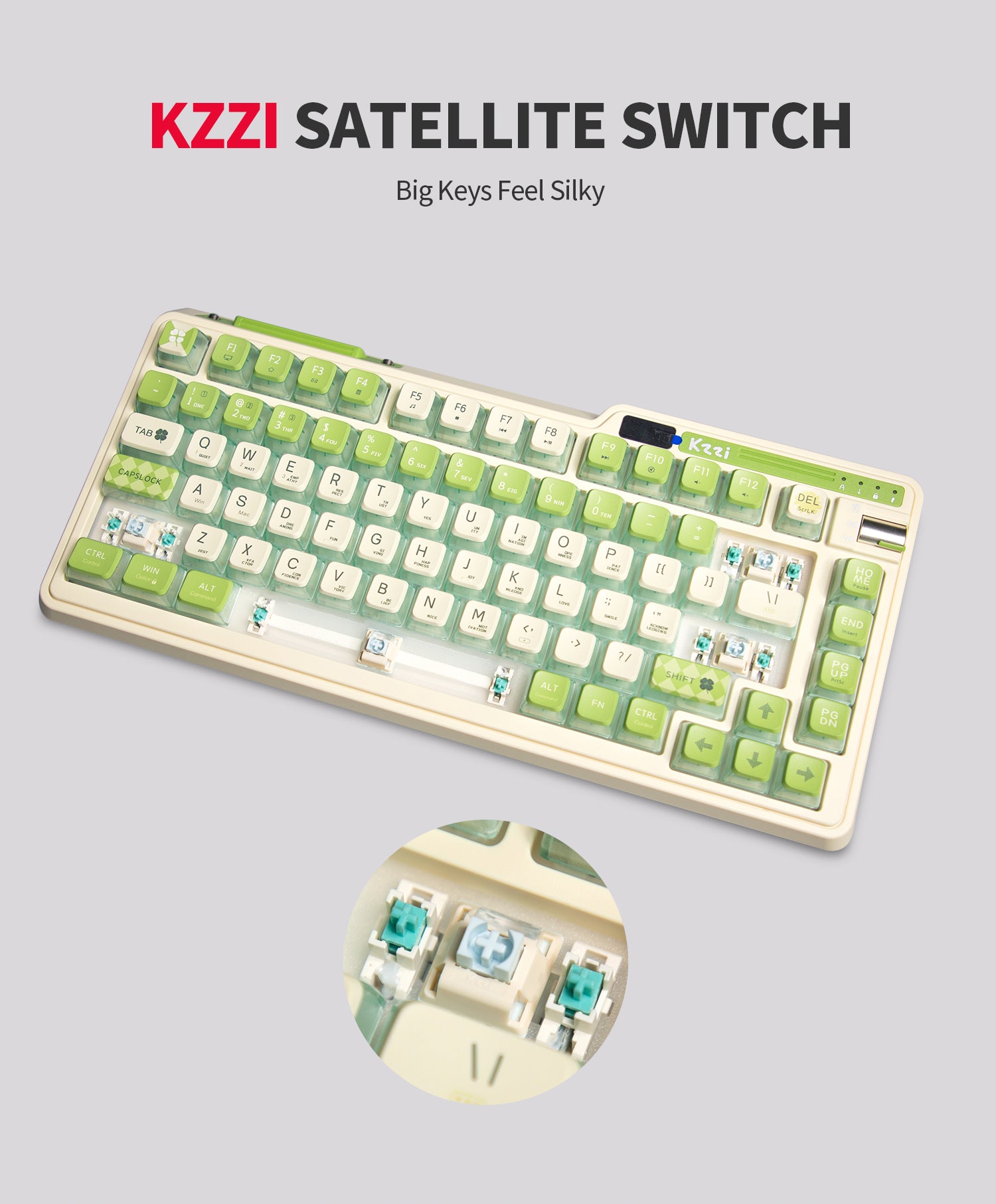 KZZI K75 PRO RGB 75% Wireless Gasket Mechanical Lemon Green Keyboard, Triple Mode, Eternity Tactile Switch-Electronics > Computer Accessories-PEROZ Accessories