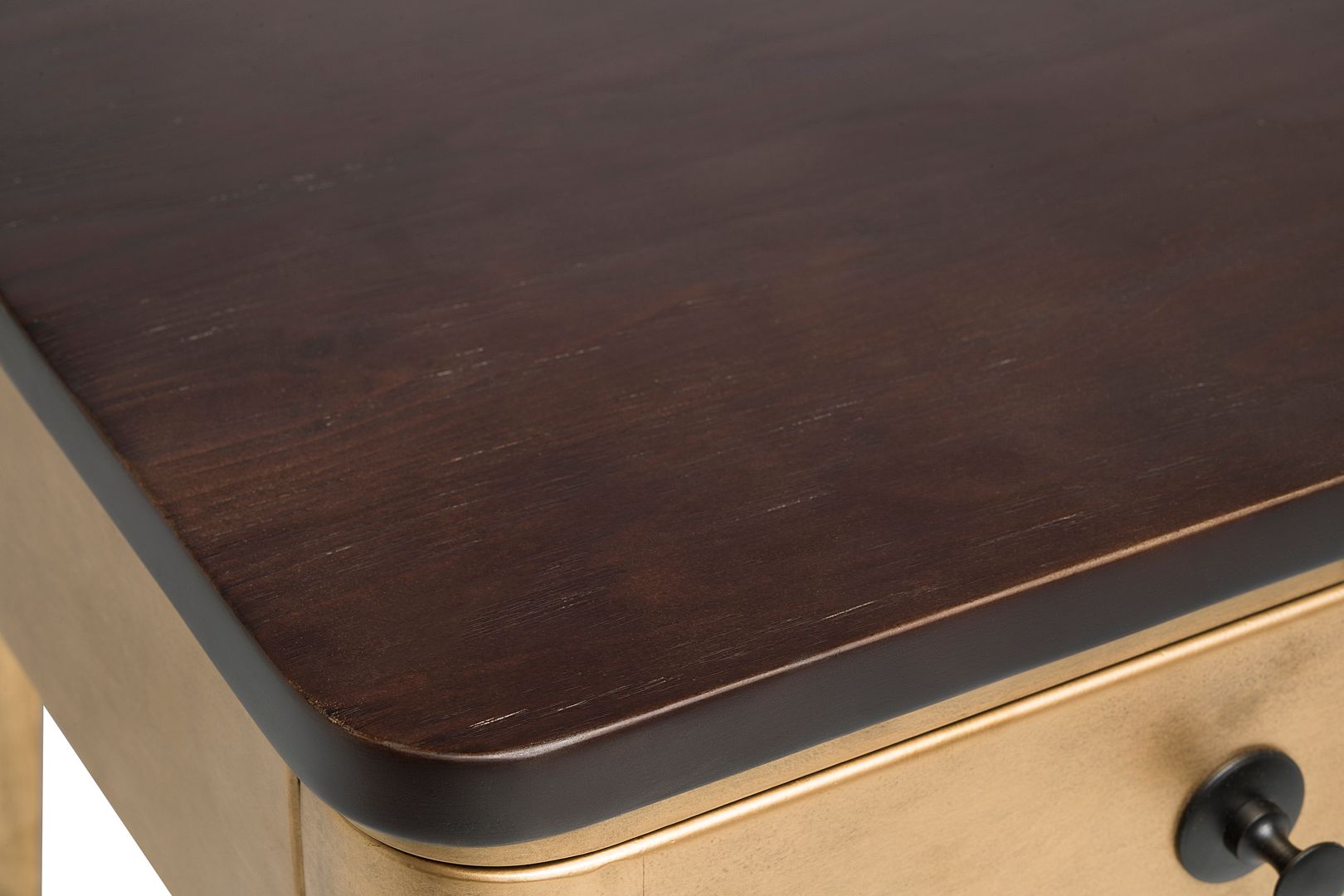 Modern Bedside Table in Brass Finish with Storage Drawer and Wood Top-Furniture > Bedroom-PEROZ Accessories
