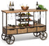 Industrial Style Wooden Bar Cart Drinks Trolley Station with Wine Bottle Rack-Furniture > Living Room-PEROZ Accessories