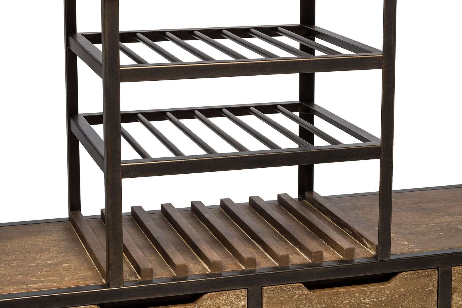 Industrial Style Wooden Bar Cart Drinks Trolley Station with Wine Bottle Rack-Furniture > Living Room-PEROZ Accessories