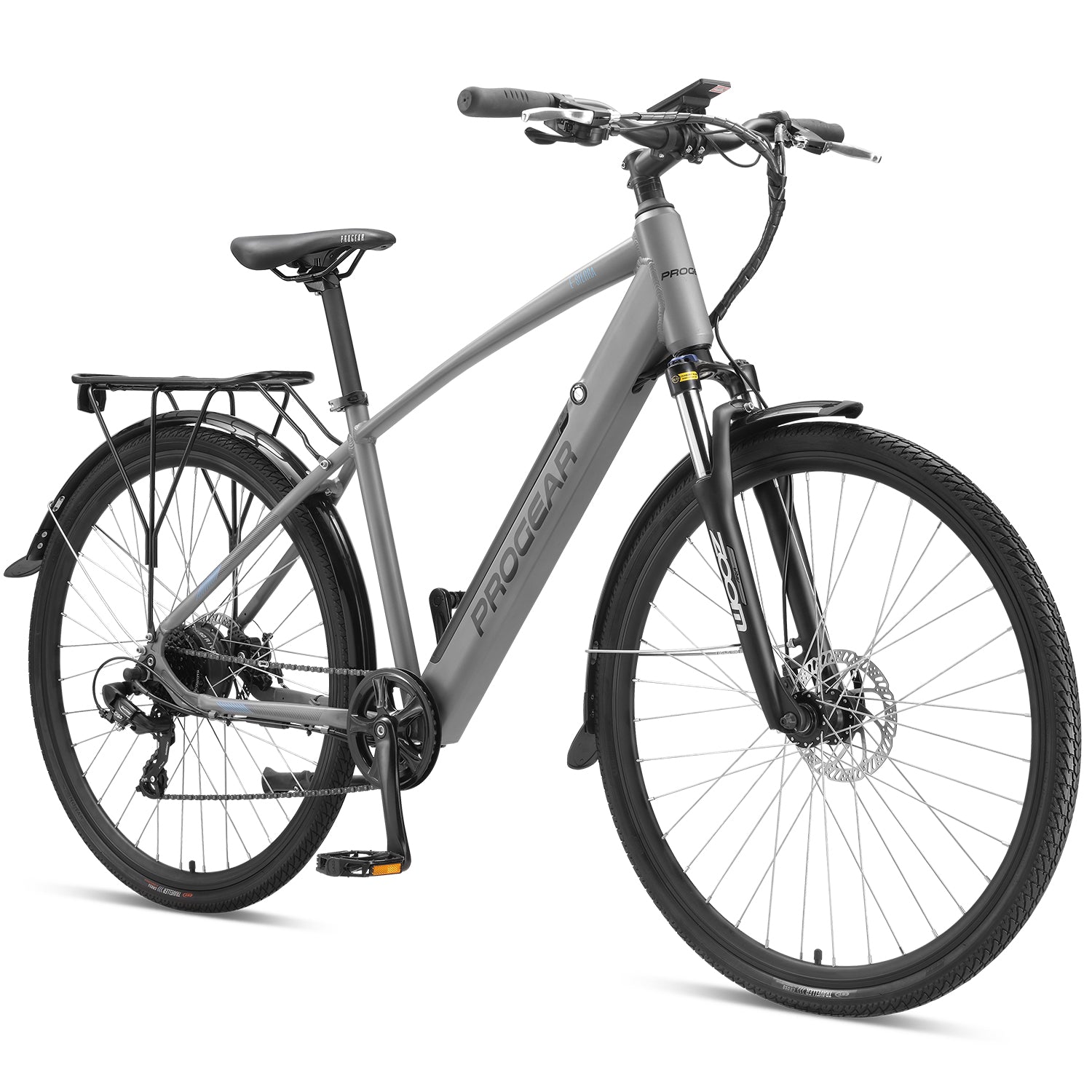 Progear Bikes E-Sierra Hybrid E-Bike Mens 700c*18" in Shadow-Sports & Fitness > Bikes & Accessories-PEROZ Accessories