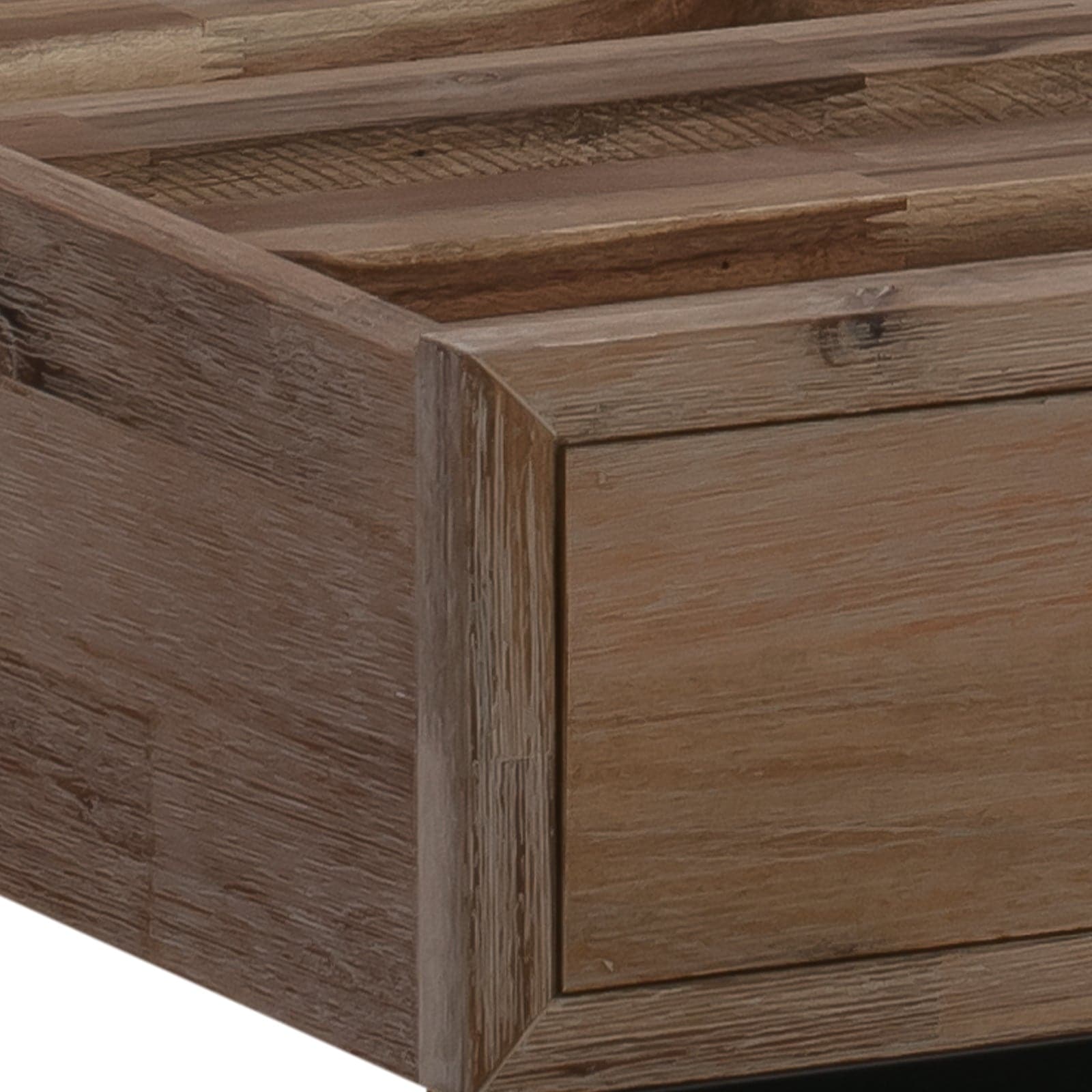 4 Pieces Bedroom Suite made in Solid Wood Acacia Veneered King Size Oak Colour 1X Bed, 2X Bedside Table & 1X Tallboy-Furniture > Bedroom-PEROZ Accessories
