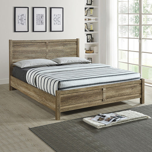 Double Size Bed Frame Natural Wood like MDF in Oak Colour-Furniture > Bedroom-PEROZ Accessories
