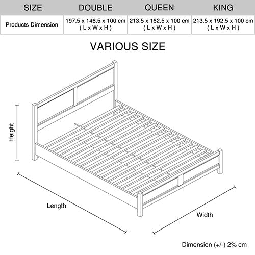 Double Size Bed Frame Natural Wood like MDF in Oak Colour-Furniture > Bedroom-PEROZ Accessories