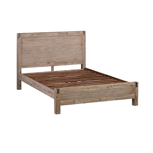 Queen size Bed Frame in Solid Acacia Veneered Medium High Headboard in Oak-Furniture > Bedroom-PEROZ Accessories