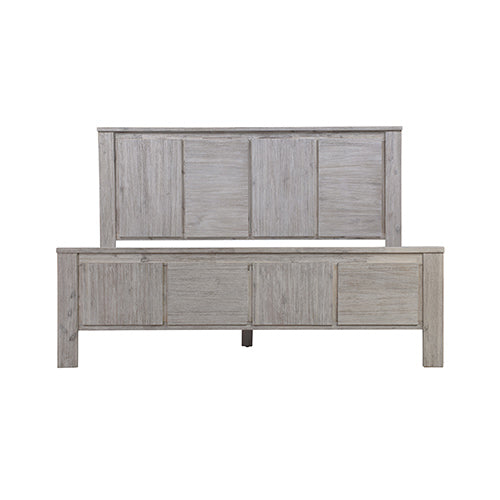 Queen Size Bed Frame with Solid Acacia Wood Veneered Construction in White Ash Colour-Furniture > Bedroom-PEROZ Accessories