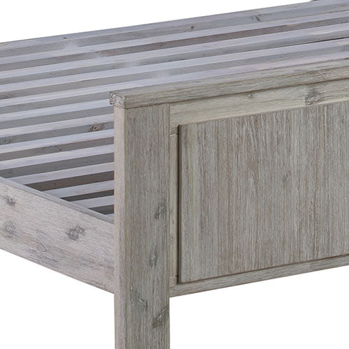 Queen Size Bed Frame with Solid Acacia Wood Veneered Construction in White Ash Colour-Furniture > Bedroom-PEROZ Accessories