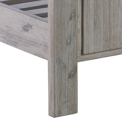 Queen Size Bed Frame with Solid Acacia Wood Veneered Construction in White Ash Colour-Furniture > Bedroom-PEROZ Accessories