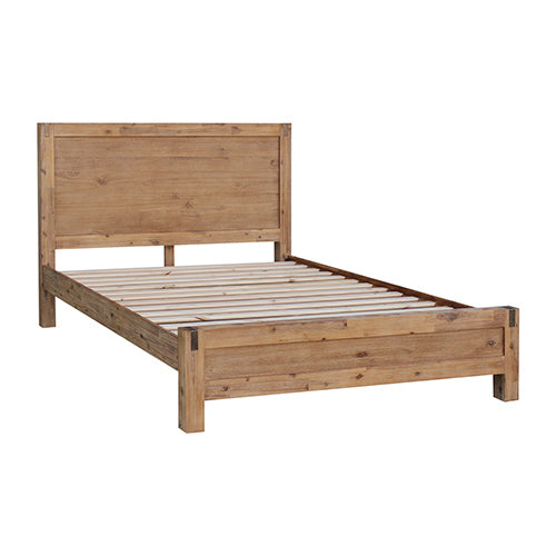 Bed Frame Double Size in Solid Wood Veneered Acacia Bedroom Timber Slat in Oak-Furniture > Bedroom-PEROZ Accessories