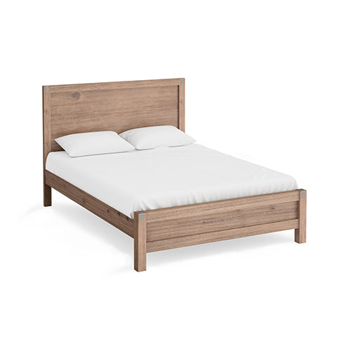 Bed Frame Double Size in Solid Wood Veneered Acacia Bedroom Timber Slat in Oak-Furniture > Bedroom-PEROZ Accessories