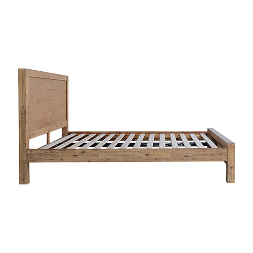 Bed Frame Double Size in Solid Wood Veneered Acacia Bedroom Timber Slat in Oak-Furniture > Bedroom-PEROZ Accessories