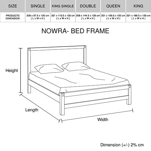 Bed Frame Double Size in Solid Wood Veneered Acacia Bedroom Timber Slat in Oak-Furniture > Bedroom-PEROZ Accessories