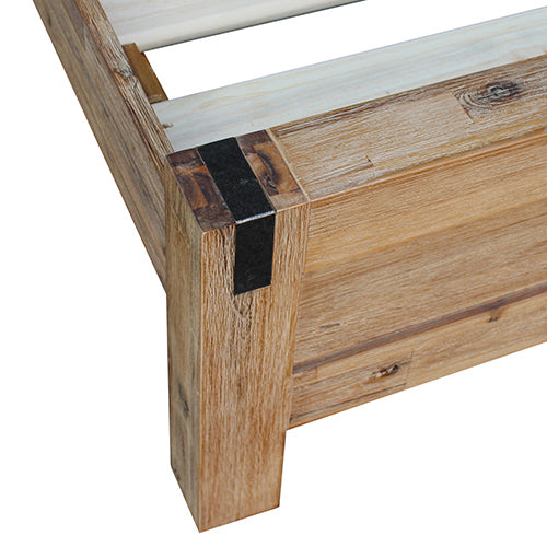 Bed Frame King Size in Solid Wood Veneered Acacia Bedroom Timber Slat in Oak-Furniture > Bedroom-PEROZ Accessories