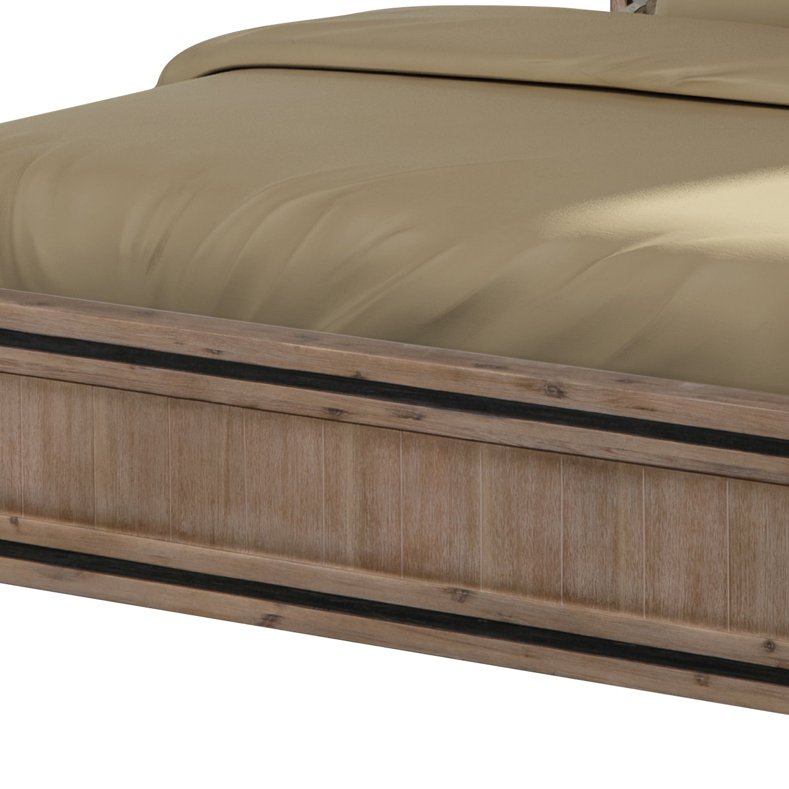 King Size Silver Brush Bed Frame in Acacia Wood Construction-Furniture > Bedroom-PEROZ Accessories