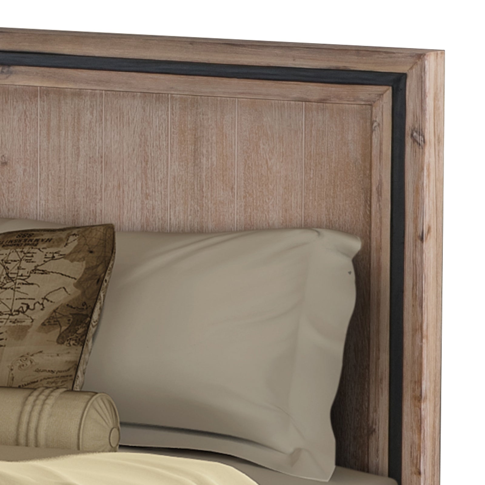 King Size Silver Brush Bed Frame in Acacia Wood Construction-Furniture > Bedroom-PEROZ Accessories