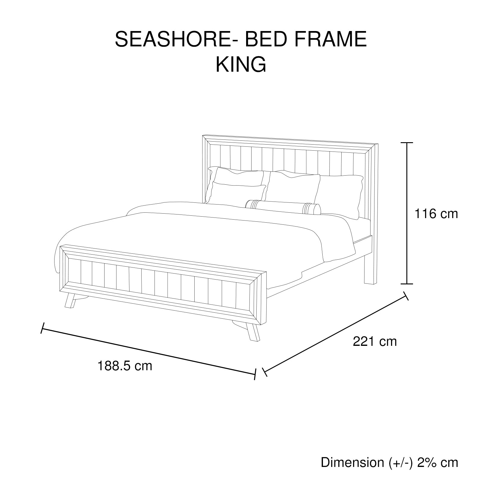 King Size Silver Brush Bed Frame in Acacia Wood Construction-Furniture > Bedroom-PEROZ Accessories