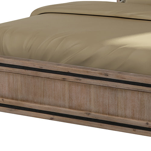 Queen Size Silver Brush Bed Frame in Acacia Wood Construction-Furniture > Bedroom-PEROZ Accessories