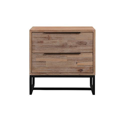 Bedside Table 2 drawers Side Table Solid Acacia Wood Veneered in Tea Colour-Furniture > Bedroom-PEROZ Accessories