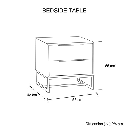 Bedside Table 2 drawers Side Table Solid Acacia Wood Veneered in Tea Colour-Furniture > Bedroom-PEROZ Accessories